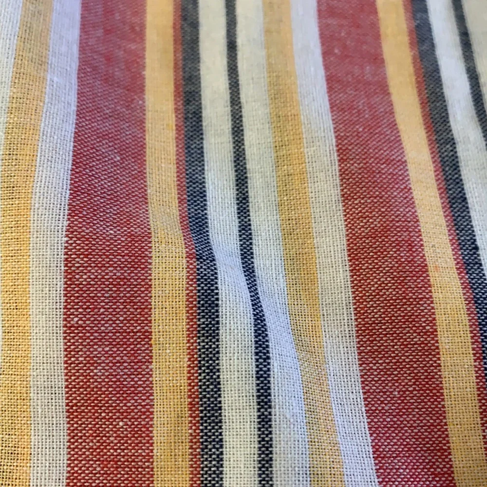 Cream Multicolor Stripe Button Up Elastic Waist Skirt